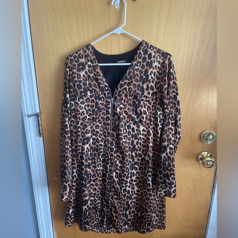 Long sleeve cheetah print dress